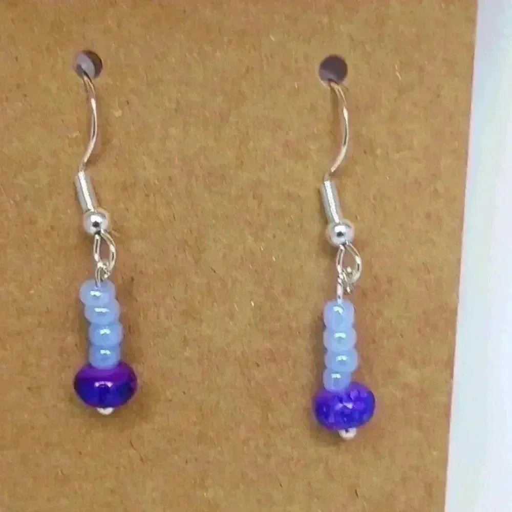 Handcrafted beaded 925 silver earrings